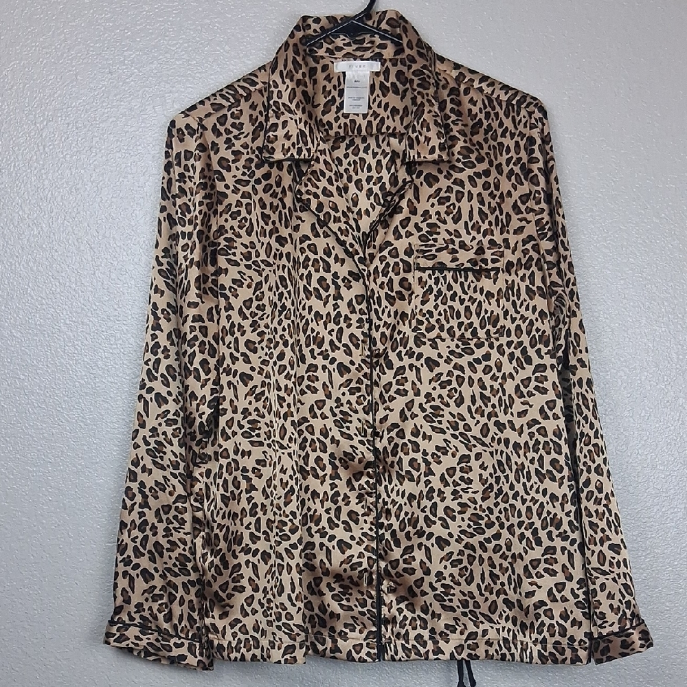 Victorias Secret Pink Line Long Sleeve And Pants Leopard Print Pajama Set Medium